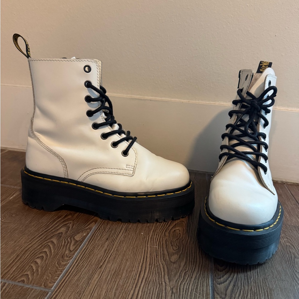 Dr. Martens White Platform Combat Boots